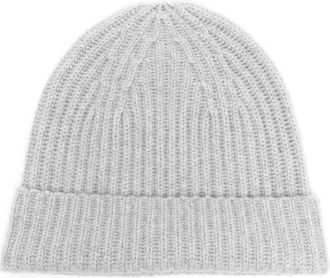 Lisa Yang Kasjmier Geribbelde Gebreide Muts - Dames - Hoeden - Grijs - ONE Size - Kasjmier - Accessoires