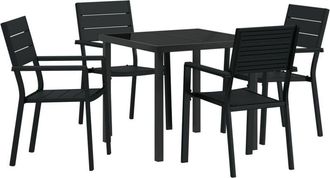 vidaXL Garden Dining Set 5 pcs Black hdpe Vidaxl