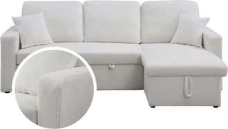 Habitat et Jardin Habitat Et Jardin - Sof&aacute; Rinconera Convertible/reversible Con Box alain- 3 Plazas - Bouclettes - Blanco