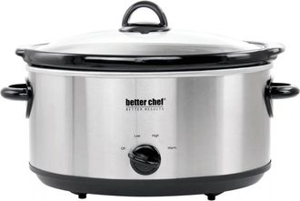Better Chef Better Chef 6-Quart Oval Stainless Steel Slow Cooker with Removable Stoneware Crock