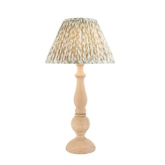 Netlighting Hidcote Wood Table Lamp Herb Garden Green Fabric Leaf Shade 30cm B22 in Brown