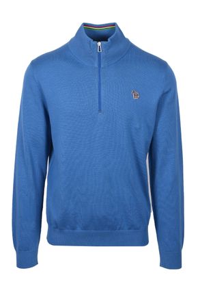 Paul Smith Mens ZIP NECK SWEATER BLUE