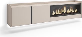 Skraut Home Skraut Home - Mueble Tv, Televisi&oacute;n, Muebles De Sal&oacute;n, Almacenaje, 212x35x50cm, Para Tv Hasta 80, Chimenea El&eacute;ctrica Xxl, Colgado, Suspendido, Led, Es