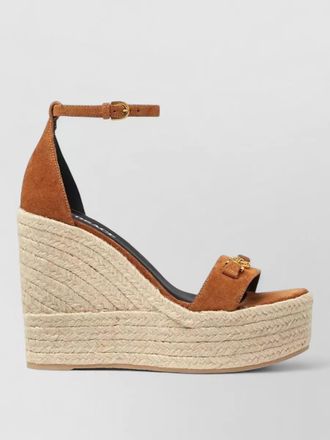 Versace leather wedge espadrille sandals