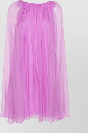 Max Mara silk pleated cape-layer sleeveless boat neck knee-length dress