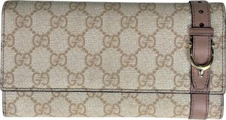 Gucci Beige Gg Supreme Leather Long Wallet (Bi-Fold) (Pre-Owned)
