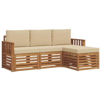 vidaXL Conjunto De Sof&aacute;s De Exterior Con Coj&iacute;n 4 Pcs Natural Y Beige Vidaxl