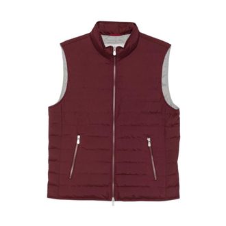 Brunello Cucinelli Gilet met vulling - Heren - Jassen - Rood - Maat: 2XL Polyamide