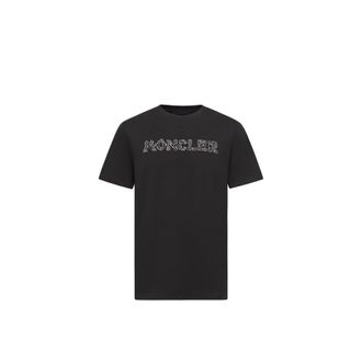 Moncler Moncler Space Embroidered Logo Cotton T-shirt, Men, Black, Size: 3xl
