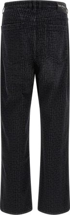 Balmain Monogram Pattern Jeans - Black