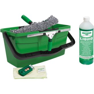 Unger Kit pulizia vetri Unger tergivetro, supporto, copertura in microfibra, secchio 18 l, detergente, raschietto, panno per vetri larghezza 35 cm) AK015