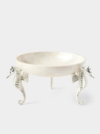 Objet Luxe Seahorse Silver-Plated and Mother-of-Pearl Raised Bowl