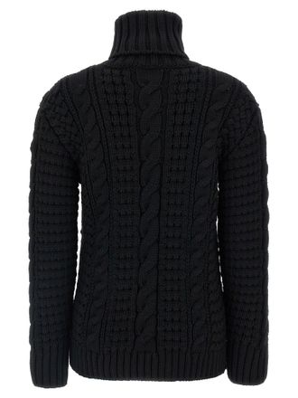 Moncler Cable-Knit Virgin Wool Sweater - Black