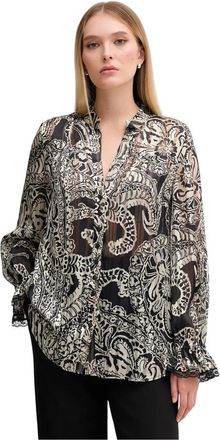 Marc Aurel Dames, Blouses & Shirts, Zwart, Maat: XL Poliester