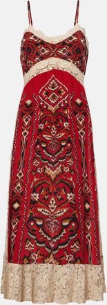 Farm Rio Abito midi Ainika Pineapple Ikat con pizzo