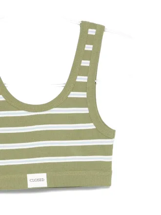 Closed Striped Cotton Tank Top - sage green
