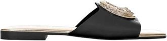 Just Cavalli Elisie Satin Slide Sandalen - Dames - Sandalen - Zwart - 35 EU - Satijn - Schoenen