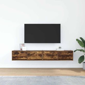 Berkfield Home TV Cabinets 2 pcs Smoked Oak 80x31x25.5 cm Engineered Wood in Brown