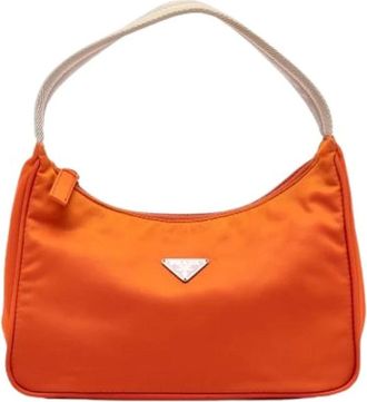 Prada Pre-owned Shoulder Bags, female, Orange, Size: ONE SIZE Pre-owned Vintage Nylon Shoulder Bag