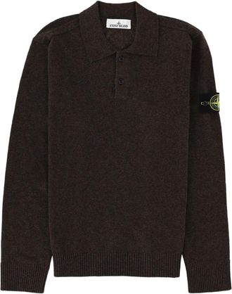 Stone Island Long-Sleeve Virgin Wool Polo Shirt