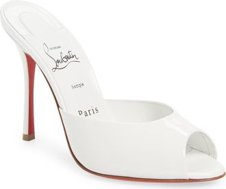 Christian Louboutin Me Dolly Peep Toe Slide Sandal in W302 Bianco at Nordstrom, Size 5.5Us