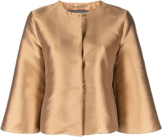 Alberta Ferretti satin cropped jacket - women - Polyester/Silk - 44 - Gold