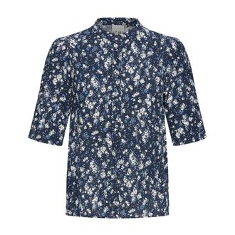 Ichi Ichi - Total Eclipse Flower Shirt - Dames - Blouses & Shirts - Blauw - Maat: M