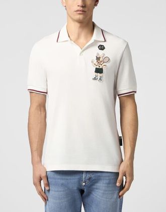 Philipp Plein Polo T-Shirt New York Tennis Patch Men in Offwhite at Nordstrom, Size Xxx-Large