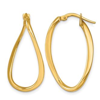 Diamond2Deal 14K Yellow Gold Polished and Twisted Oval Hoop Earrings