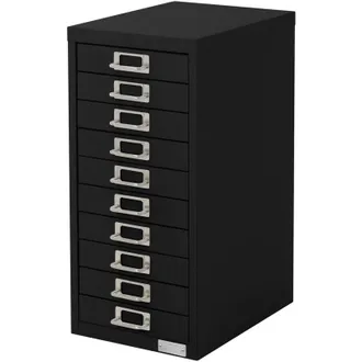 ML Design Ml-design - Archivador Con 10 Cajones, 28x38x60 Cm Acero Negro Armario Independiente Auxiliar De Oficinas Con Portaetiquetas Cajonera Met&aacute;lica Para Di