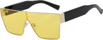 Generic Mens Square Large Frame Sunglasses Womens Outdoor Driving Sports Sun Glasses(Yellow)