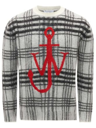 J.W.Anderson tartan-check crew-neck jumper - White