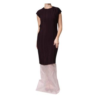 Casasola Koker Maxi Jurk met Korte Mouwen - Dames - Avondkleed - Bruin - XS - Leer - Kleedjes