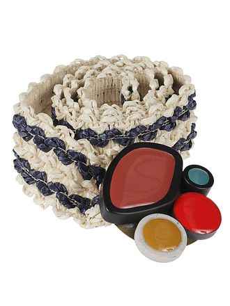 Exquisite J Striped Raffia Belt - Cream