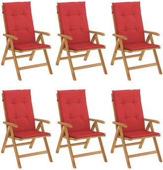 vidaXL Sillas De Jard&iacute;n Reclinables Y Cojines 6 Uds Madera Maciza Teca Vidaxl