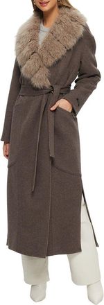 Gorski Double Face Wool And Cashmere Coat with Detachable Genuine Shearling Collar with Belt in Brown/mocha at Nordstrom, Size X-Large