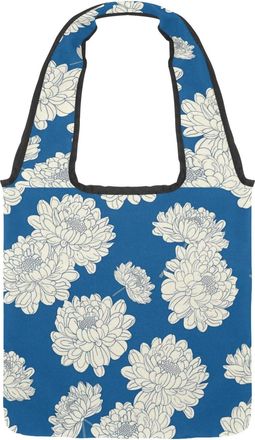 Generic Artistic Hibiscus Flower Reversible Canvas Shoulder Tote - Double-Sided Print, 12oz Cotton, 27cm Drop, Fold-Flat Bag for Travel, Shopping, Street Outi