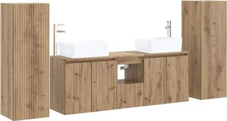 vidaXL Juego De Muebles De Ba&ntilde;o 5 Uds. Roble Artisan Vidaxl