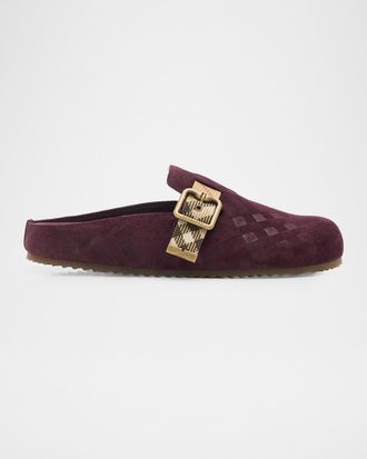 Burberry Urchin Check Suede Clogs