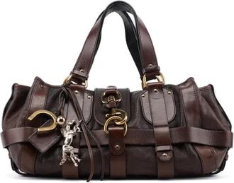 Chlo&eacute; Tweedehands leren handtassen - Dames - Vintage Handtas - Bruin - ONE Size - Katoen - Vintage