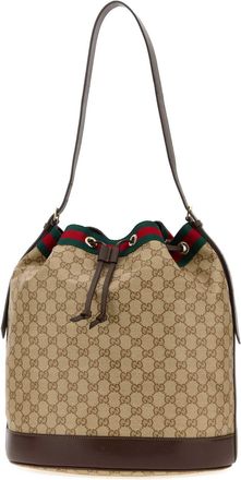 Gucci Womens Gg Canvas Bucket Bag Beige