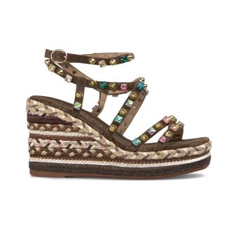 Alma En Pena Multi-Studded Esparto Sandal - female - ALMA EN PENA - Wedges - Brown - 6 UK - Shoes