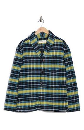 Imperfects Plaid Flannel Shawl Collar Button-Up Shirt in Imperfect Glitch at Nordstrom Rack, Size Xx-Large
