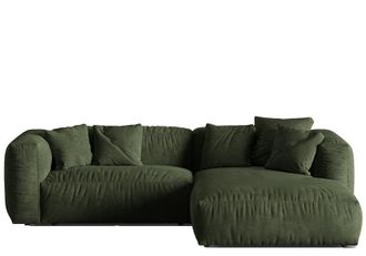 MICADONI Modulares 3-Sitzer Design Ecksofa Martina - Samtbezug Gr&uuml;n