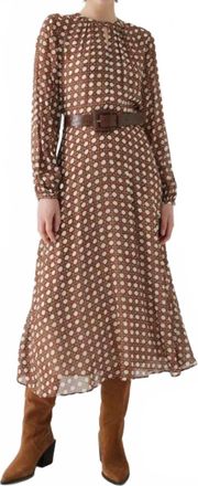 Exquise Alaina Dress In Umber Brown Dot Silk