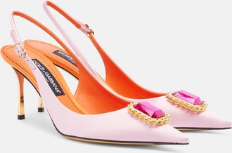 Dolce & Gabbana 75 embellished satin slingback pumps