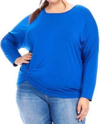Karen Kane Long Sleeve Pick Up Top - Plus Size In Royal