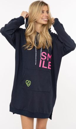 Zwillingsherz Sweatkleid ZWILLINGSHERZ Alissa, Damen, Gr. L/XL, N-Gr, marine, Sweatware, Obermaterial: 50% Baumwolle, 50% Polyester, Kleider Sweatkleid, Kapuze, K&auml;n