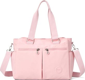 Generic Women Nylon Waterproof Tote Bags with Adjustable Strap, Large Capacity Underarm Bag, Crossbody Bags for College School Work Travel Shopping-Pink