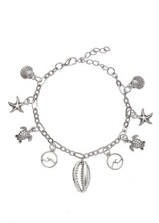 Lascana Fusskette mit Anh&auml;nger LASCANA, Damen, Gr. Metall, silber (silberfarben), gl&auml;nzend, unifarben, Fussketten Fusskette mit Anh&auml;nger, Seestern,Muschel,Sch